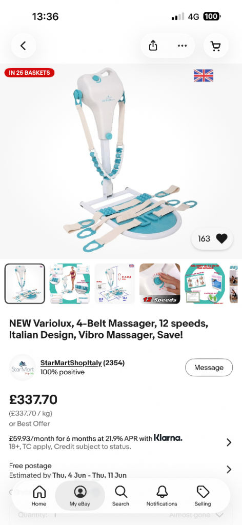 Variolux 4-Belt Vibro Massager - 'As Good As New'