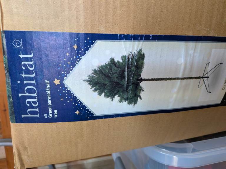 Habitat 6ft Green Parasol/Half Christmas Tree – New in Box