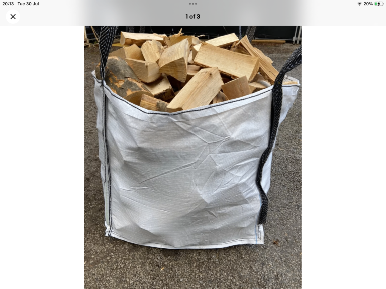 Firewood 🔥  dry hardwood logs  1 ton bag , delivery lancs/ Cheshire / Manchester.
