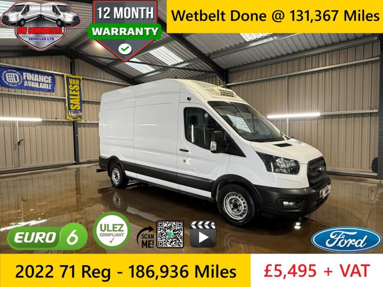 2022 71 Reg Ford Transit 350 L3H3 130BHP EcoBlue Fridge Van + VAT