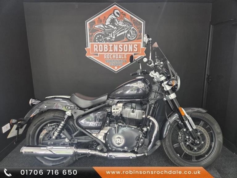 2023 Black Royal Enfield Super Meteor 650 with nice extras.