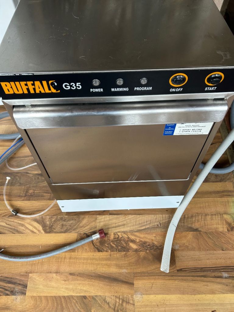 Buffalo G35 Commercial Dishwasher – Stainless Steel, Good Condition