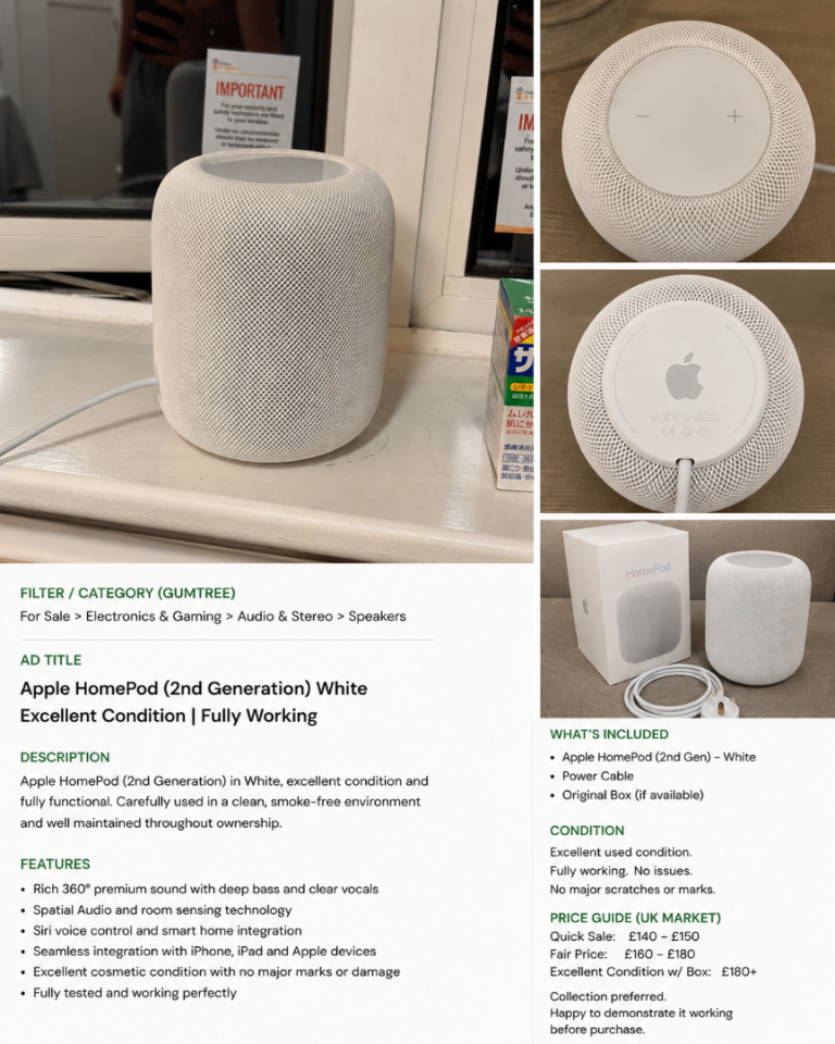 Apple HomePod (2nd Generation) White | Excellent Condition | Fully Working