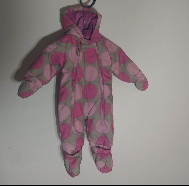 John lewis baby girl 3-6 months snowsuit pink excellent con 