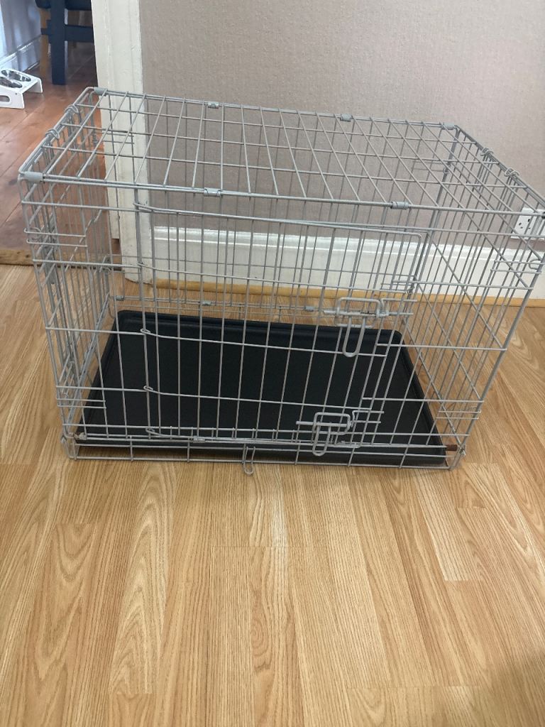 30" Medium 2-Door Metal Dog Crate / Folding Pet Cage - Dual Access