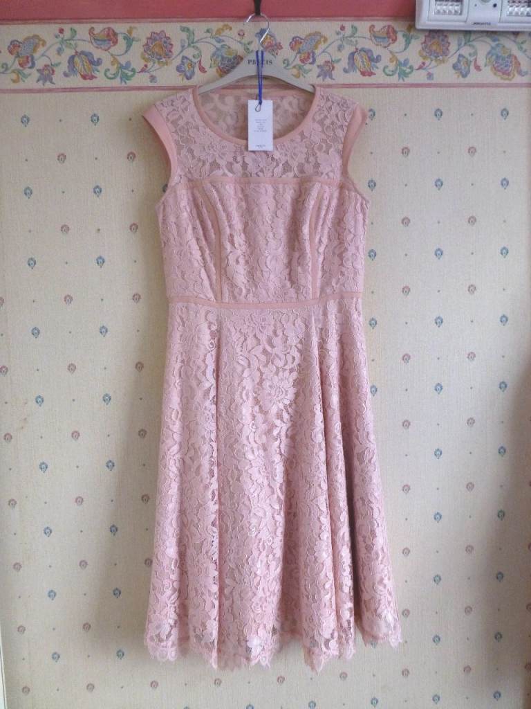 Precise Petite Lace and Satin Prom/bridesmaid/occasion Dress, Dusty pink, size 10