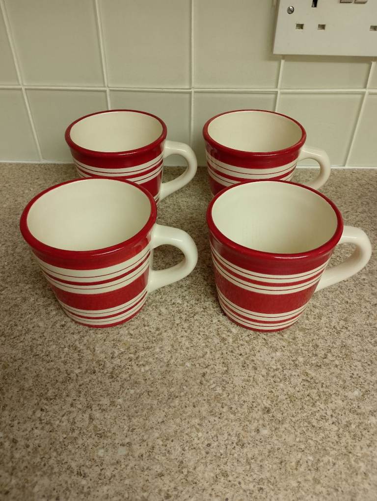 Laura Ashley Red and White Striped Mugs
