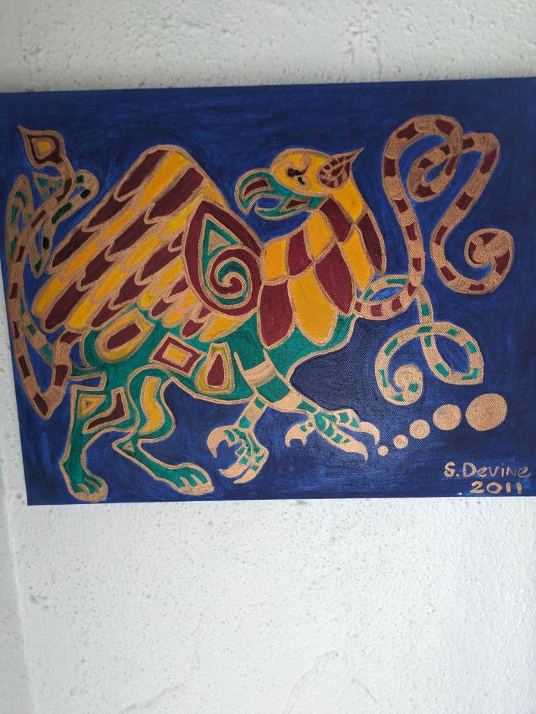 Painting of a mythical Celtic dragon 