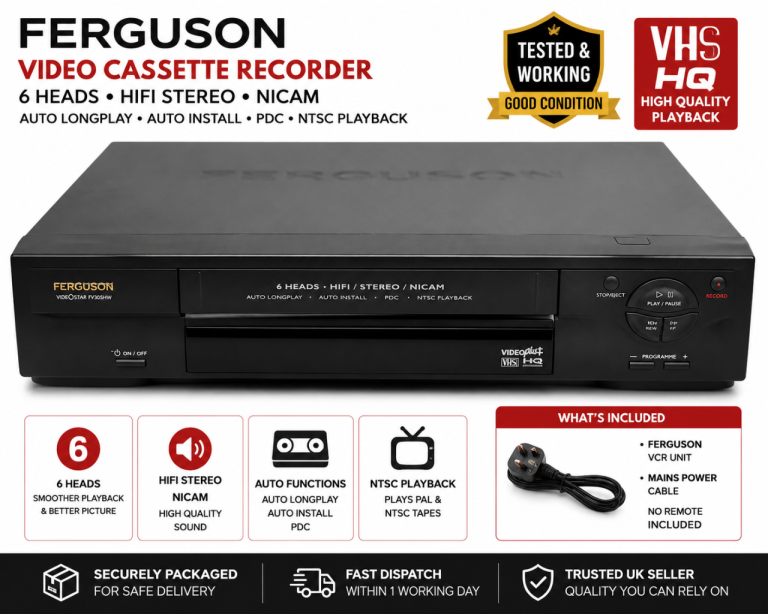 Ferguson FV 205 HV VCR – 6 Heads, HIFI Stereo, Good Condition
