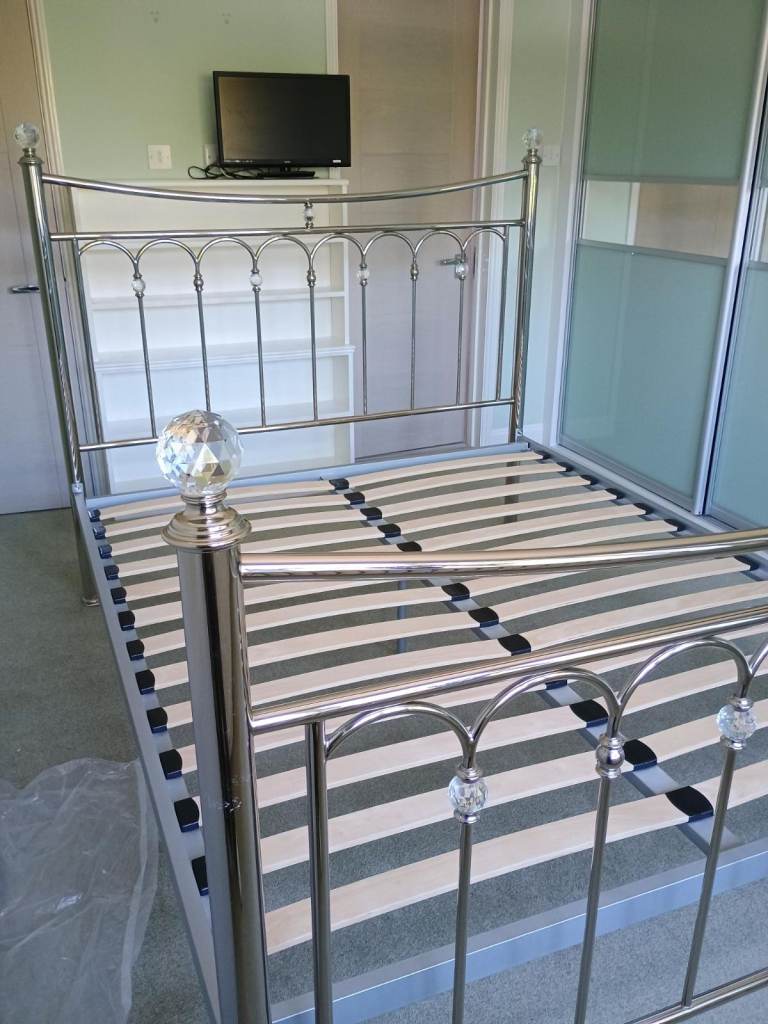 Offers invited - King size shiny nickel bed frame - dismantled
