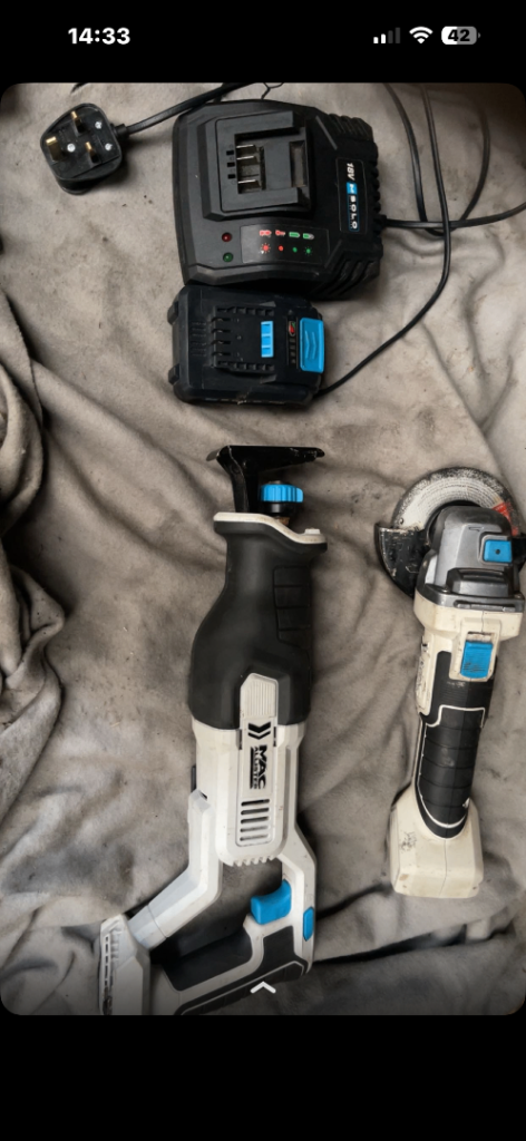 image for 18V McAllistair Reciprocation Saw and 18V Grinder