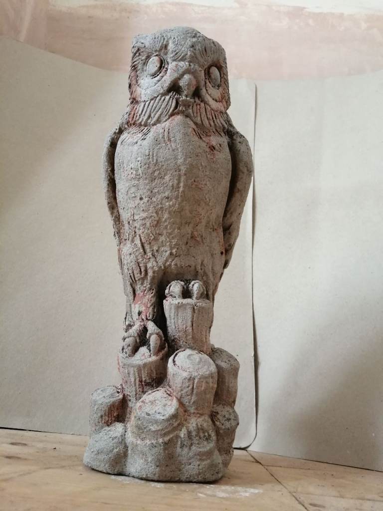 Stone Owl - outdoor garden ornament  Height 50cm