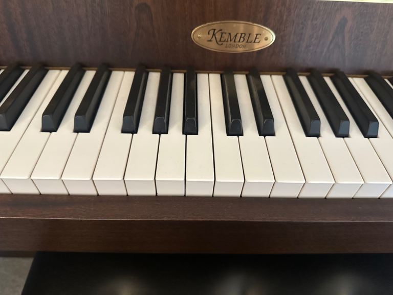 REDUCED - Stunning KEMBLE CLASSIC Satin Mahogany Upright Piano and Hinged Piano Stool - Like New