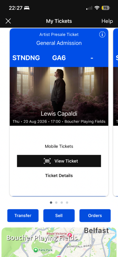 2 x lewis capaldi tickets Belfast
