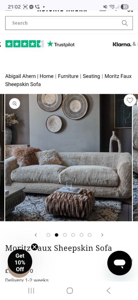 Large sofa moritz faux sheepskin like new