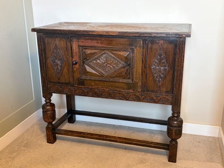 Antique Carved Oak Console Table / Sideboard
