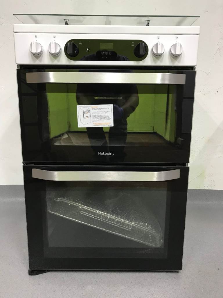 HOTPOINT 60cm White Dual fuel Cooker New