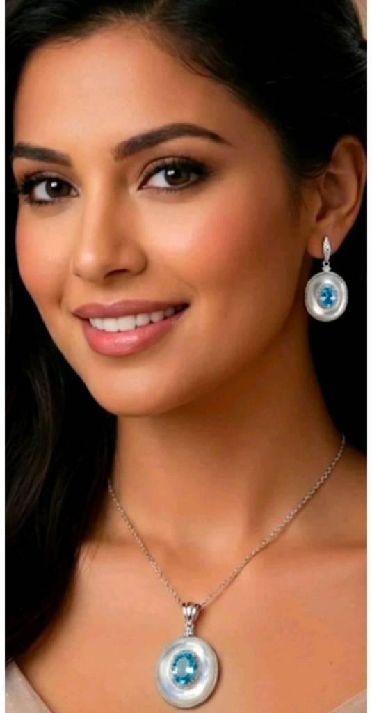 Solid925 silver-Natural Stones- Mother Of Pearl- Topaz- -gift women- girl-trendy