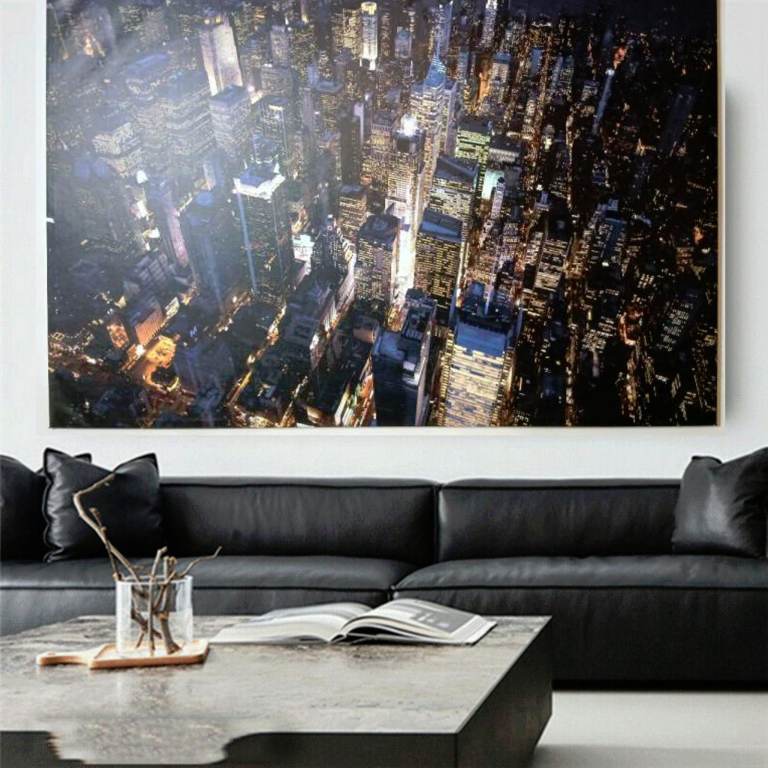 Ikea Canvas Picture 200cm x 140cm Huge XXL Framed Photo New York City Sky at night Image XL