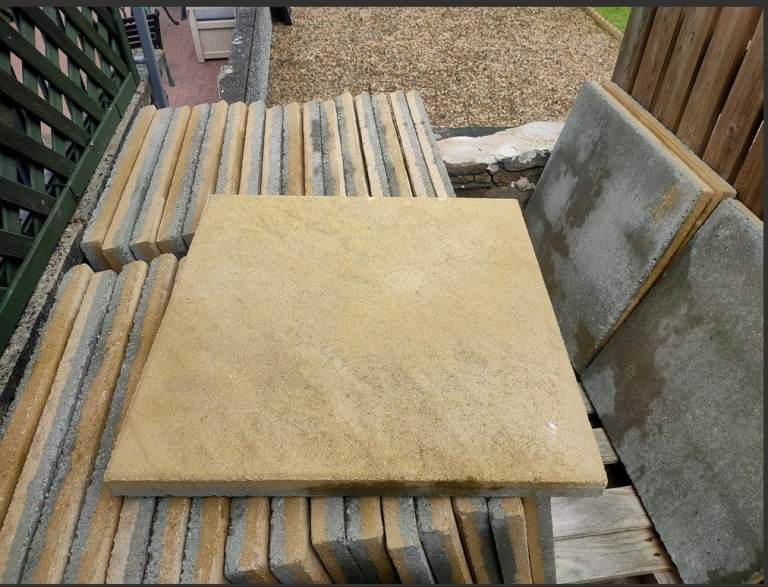 Heavy duty Buff coloured slabs, roughly 50