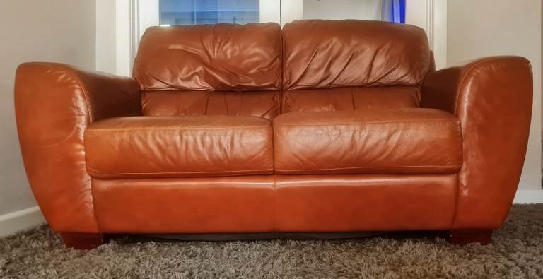 BRISTOL DELIVERY INCLUDED 2 seater brown genuine leather comfortable sofa 