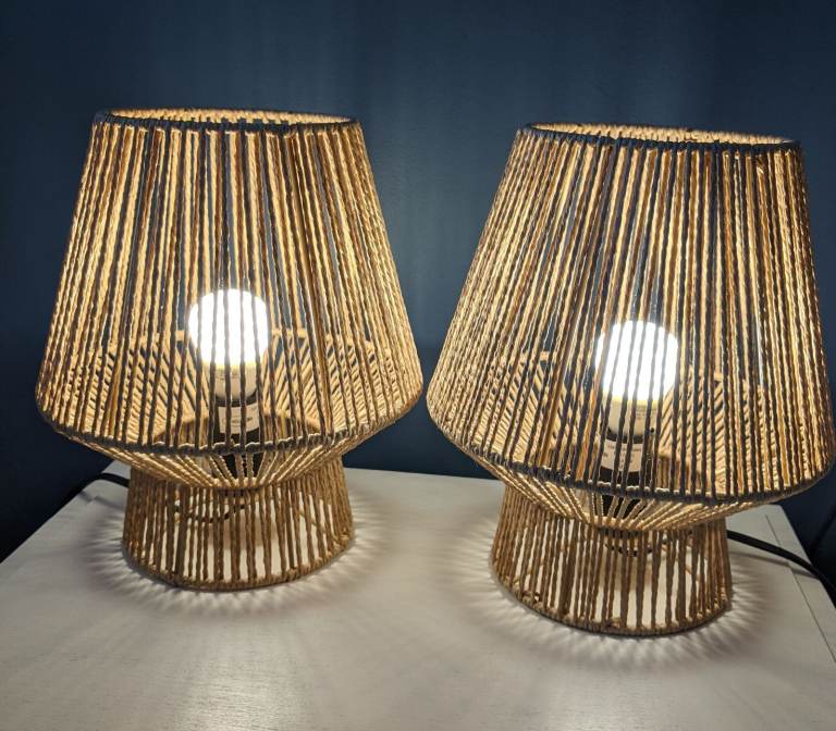 Table Lamp x 2 - Natural Paper String - Bulbs Included - Like New - £12 each OR £20 for the pair
