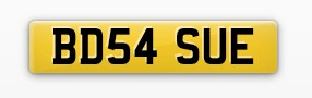 Private number plate Sue 