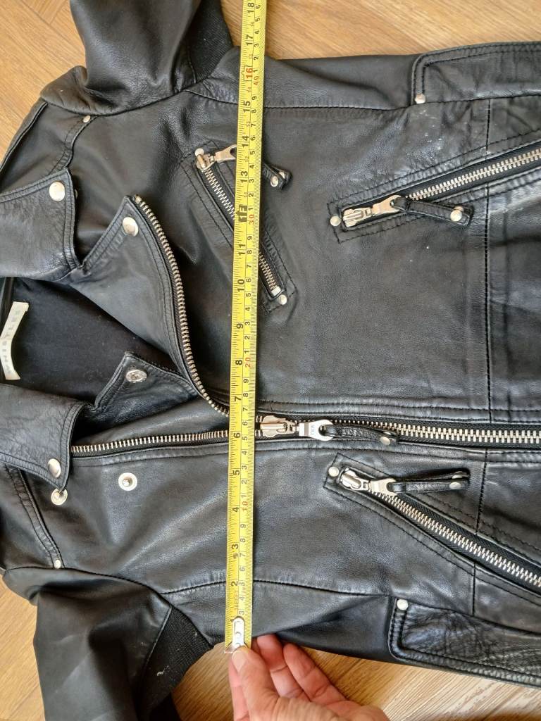 Whistles Belted Agnes Biker Jacket S UK 8 10 Black Leather New RRP £349