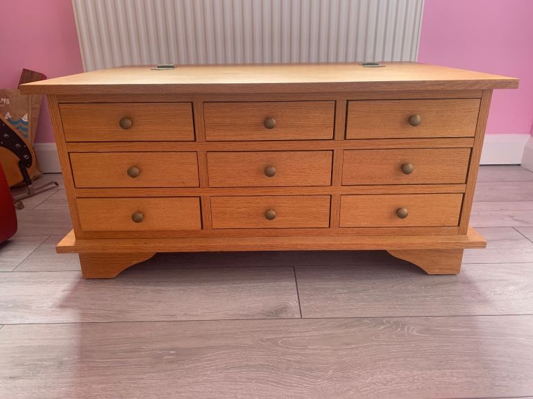 Laura Ashley solid oak 9 drawer Coffee table