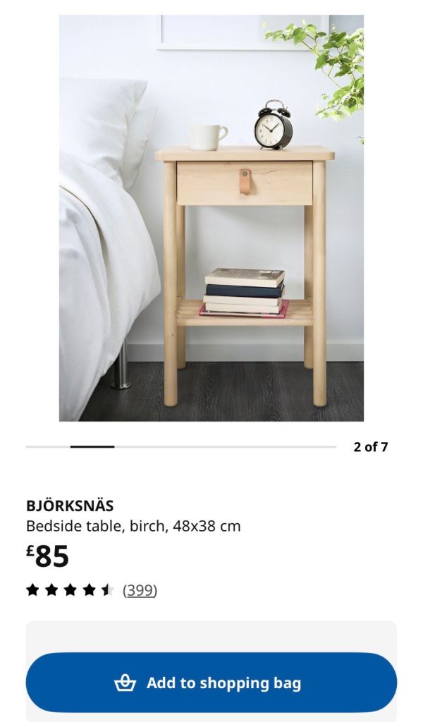 BJÖRKSNÄS Bedside table - BNWT