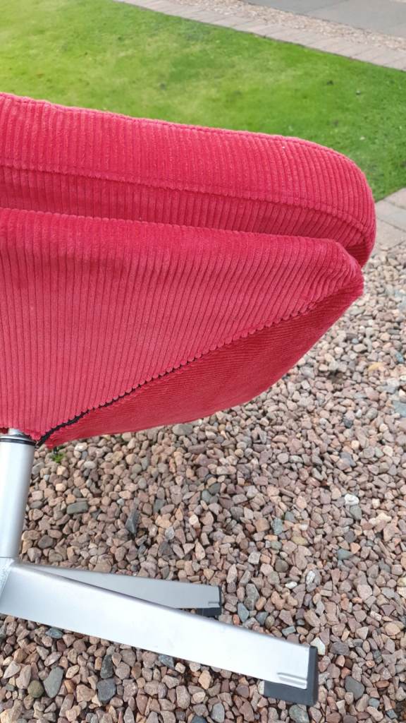 Vintage 80s ikea mila footstool in red cord. 