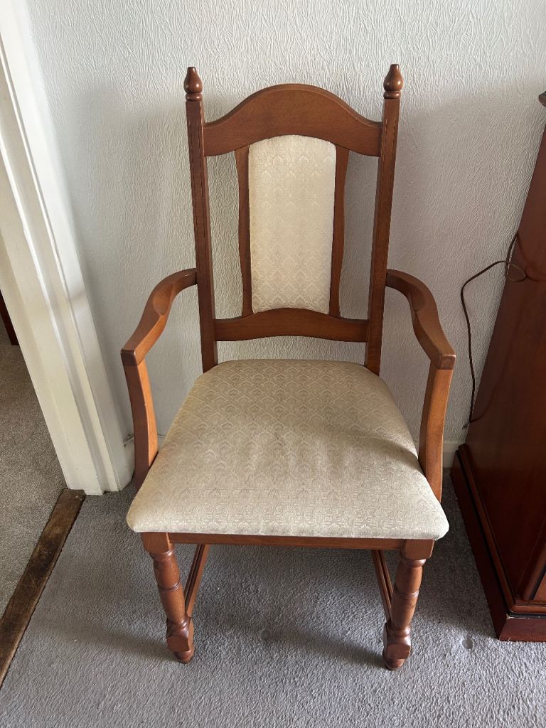 Dining Carver Chair with Cream Upholstery