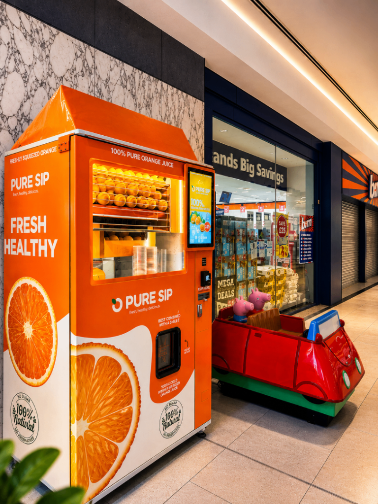 FRESH ORANGE JUICE VENDING MACHINE + MANCHESTER ARNDALE CENTRE LOCATION - BUSINESS FOR SALE