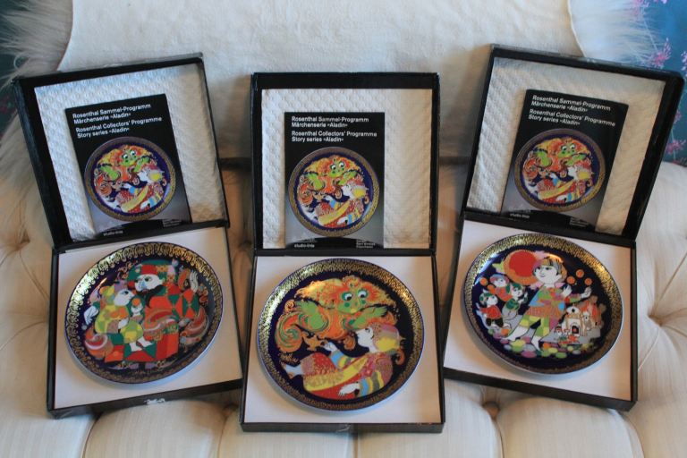 Vintage BJORN WINBLAD ROSENTHAL PORCELAIN ALADIN DANISH WALL PLATES 6.5”