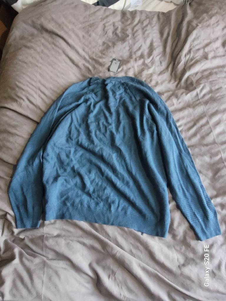  NEW Tu Man XL Blue Contemporary Knit Jumper Sweater | 