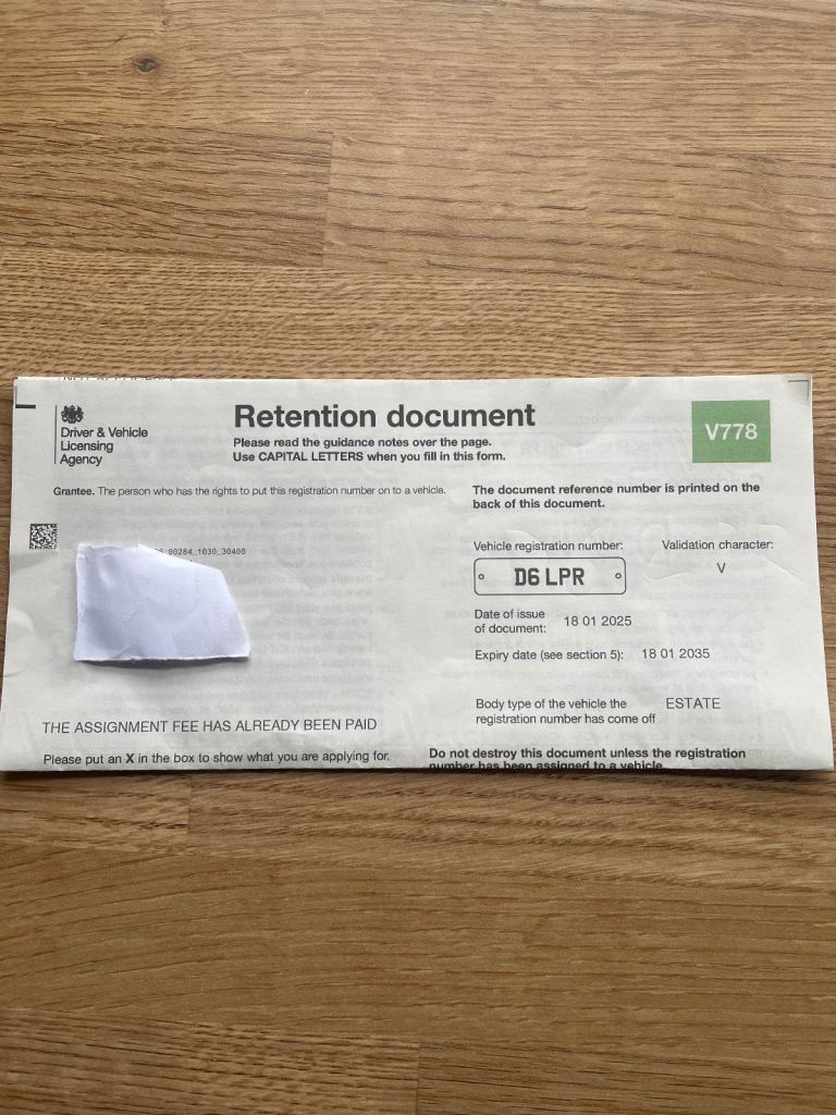 D6 LPR cherished private registration 