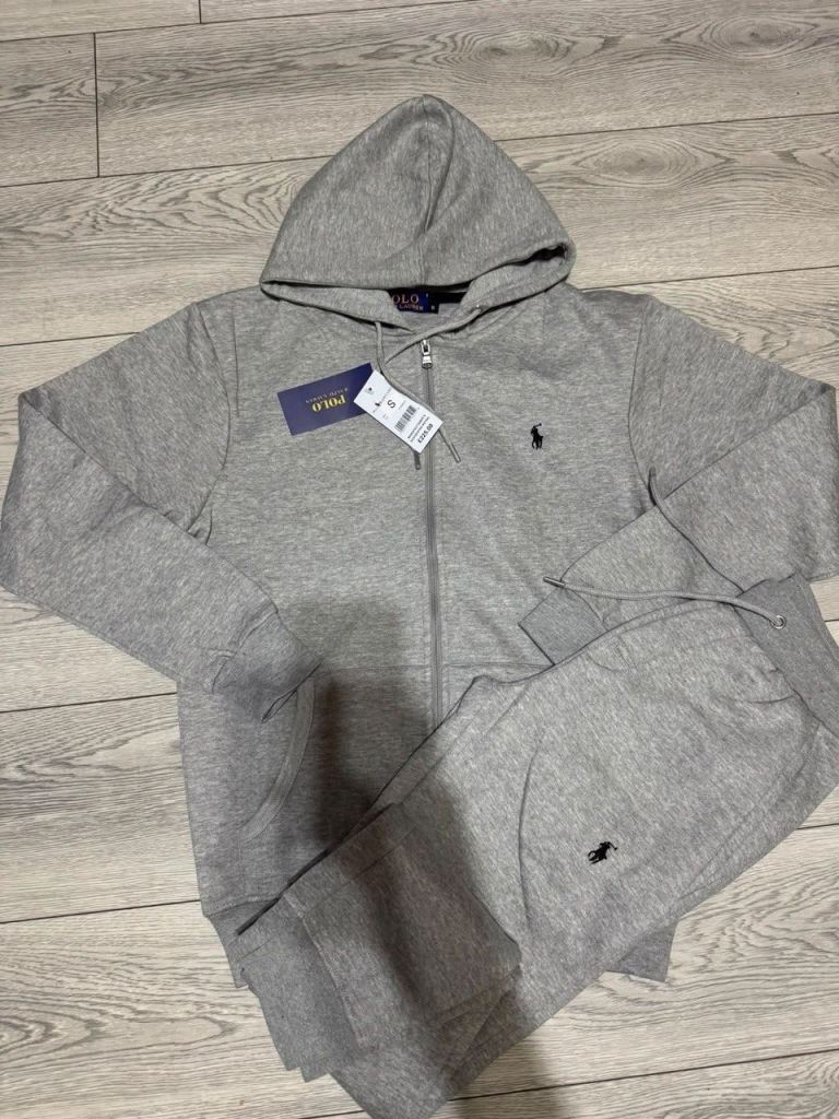 New Polo Ralph Lauren Grey Hoodie & Joggers Tracksuit
