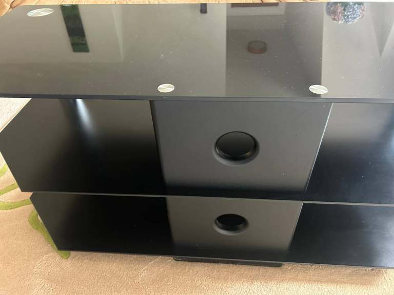 Black Glass TV Unit / Stand – Good Condition