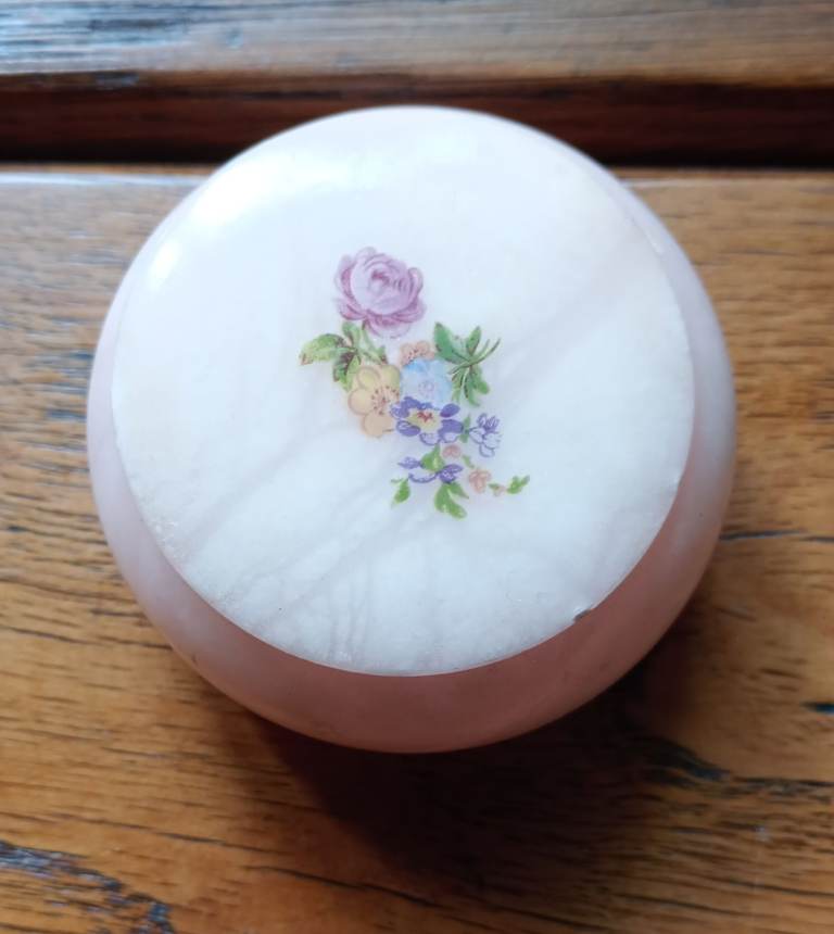 Vintage Italian Pink Alabaster Trinket box