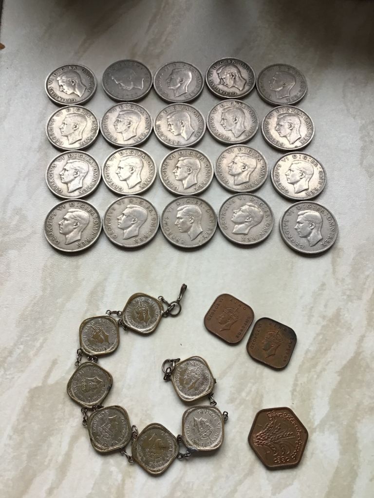 20 florins king George 6th mixed dates and quality, great addition to any collection + coin Bracelet