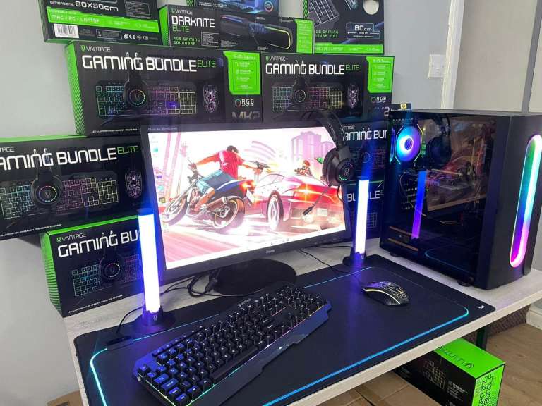 image for Gaming PC Boxed New RGB Keyboard Mouse Headset Monitor Wireless