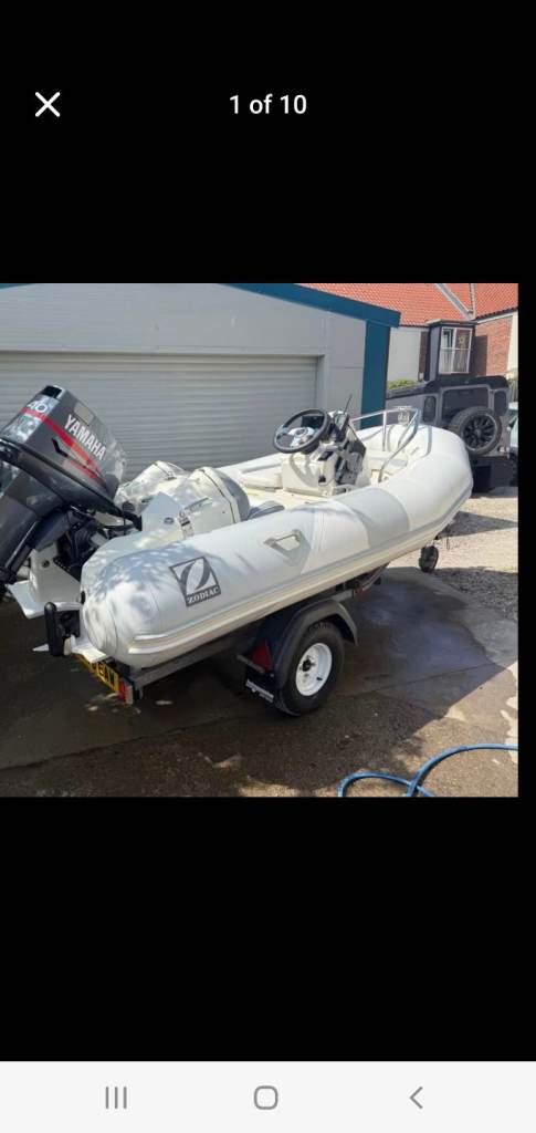 Zodiac ya console rib boat complete with trailer yamaha 40hp engine