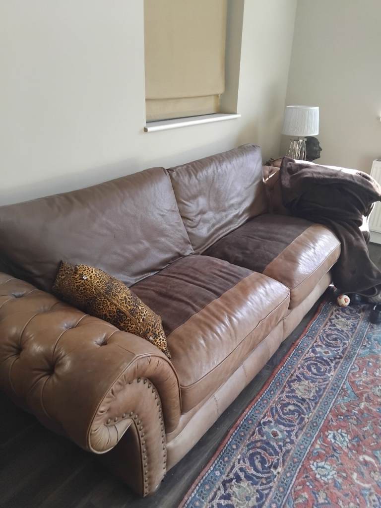 dark brown 4  seater  leather sofa     FREE