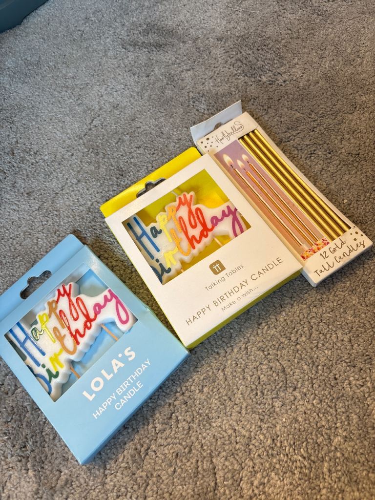 New Happy Birthday Candles & Gold Tall Candles
