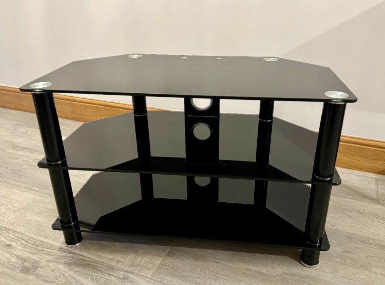 Black glass TV stand