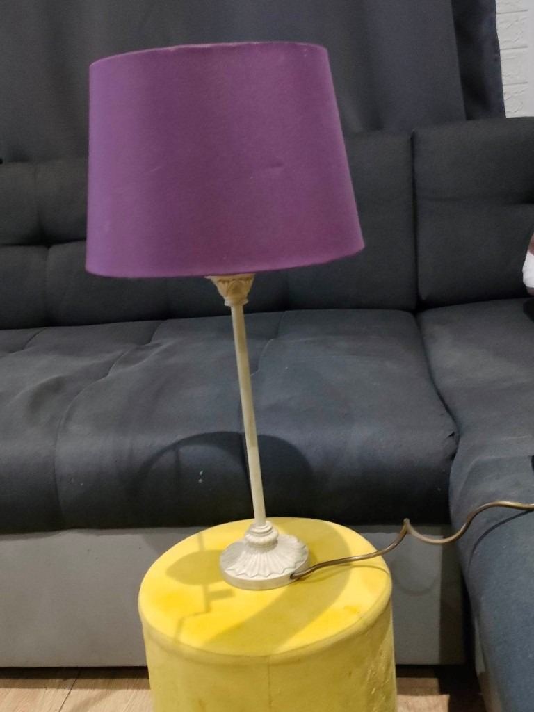 Table Lamp with Purple Shade