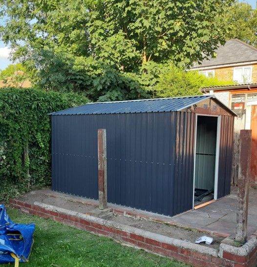 10x8 Feet Large Galvanised Metal Shed for Outdoor Garden Storage