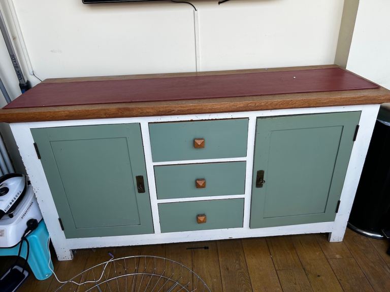 Charming Sage Green and White Wooden Sideboard with Drawers