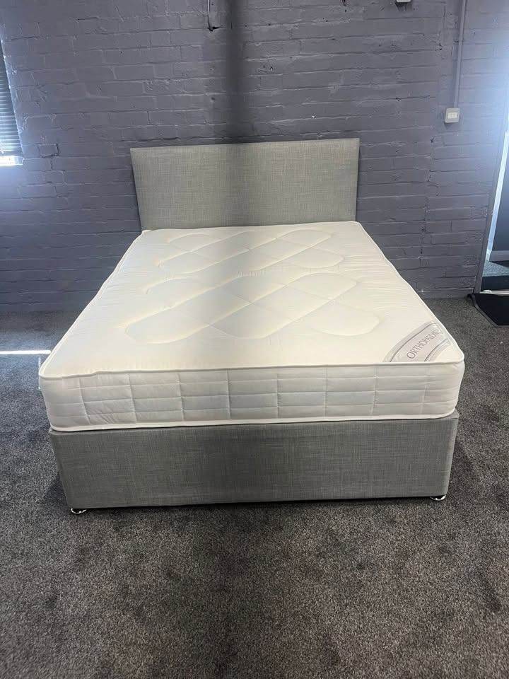 Comfort First ~ 4ft Small Double Divan bed base with mattress & storage ~ Fast Track Delivery