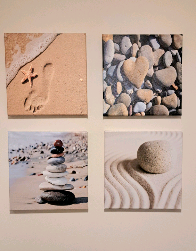 Wieco Art - 4 Panels Romantic Beach Theme wall decor RRP &£25 (30x30x2cm)